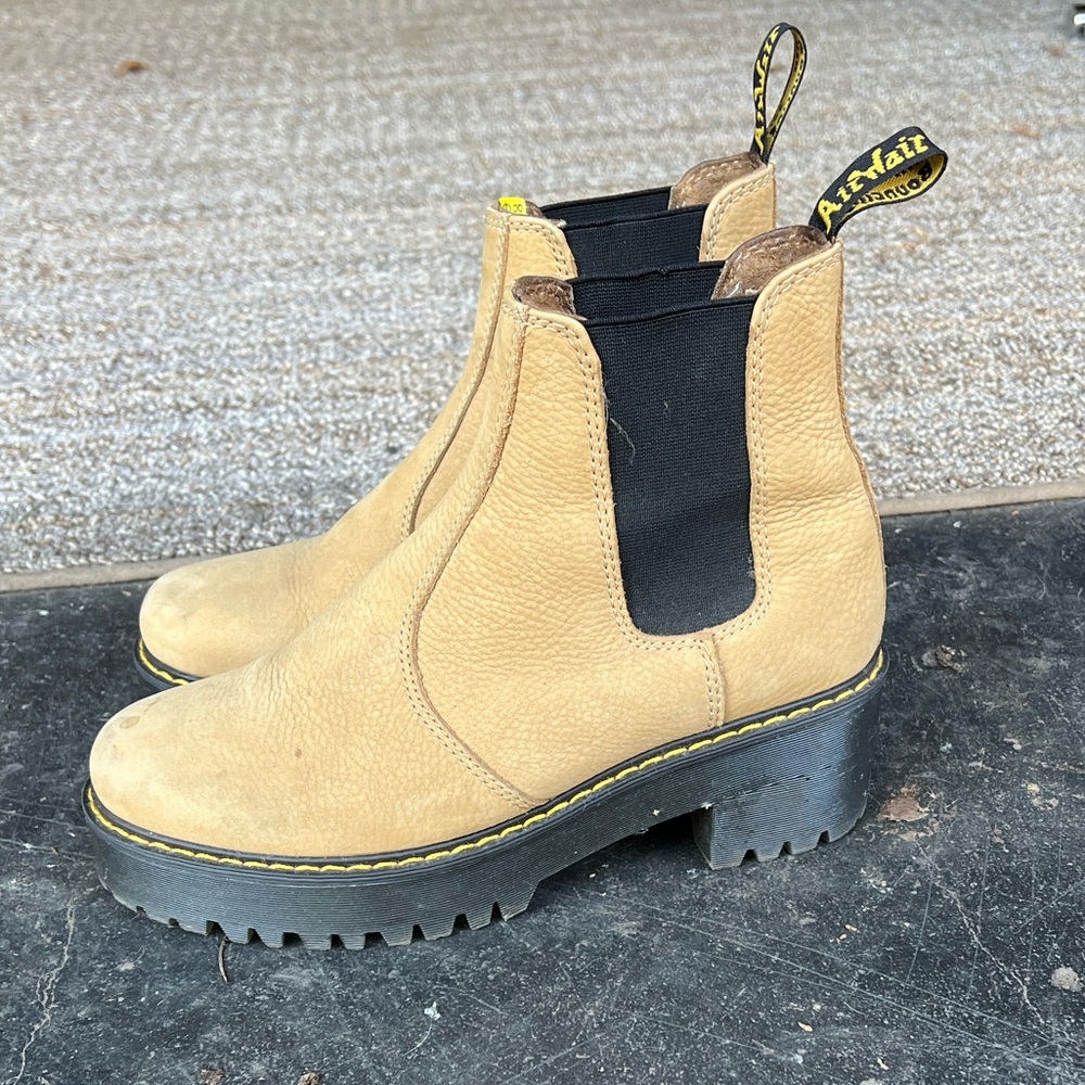 Dr. Martens Tan Leather Chelsea Lug Sole Ankle Boots